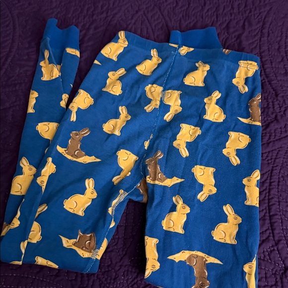 Hanna Andersson Blue Pajamas with Brown and Yellow Bunny Print 130(8) - Picture 8 of 8